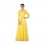 Light Yellow A Line Dress With Attached Jacket In Gotta Lace Online - Kalki Fashion