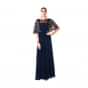 Midnight Blue Gown With Hand Embroidered Cape Style Online - Kalki Fashion