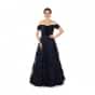 Navy blue net and velvet gown adorn in resham and sequin patch work only on Kalki