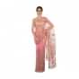 Net saree in baby pink with jaal motif embroidery only on Kalki