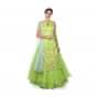 Parrot Green Lehenga In Chanderi Silk With Organza Silk Long Kurti Online - Kalki Fashion