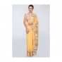 Royal yellow georgette saree with net embroidered border only on Kalki