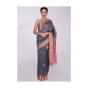 Slate grey saree with punch pink brocade border only on Kalki