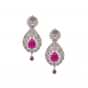 White Diamond Studded Earrings Adorn With Rani Pink Gems  only on Kalki