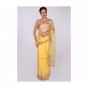 Yellow organza saree with embroidered butti and border only on Kalki