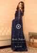 Navy Blue Saree In Striped Sequins Fabric And A Cut Dana.mp4