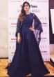 Midnight blue gown with embroidered attach cape only on Kalki