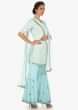 Sky Blue Sharara Suit Beautified In Zari Embroidered Work Online - Kalki Fashion