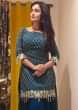 Tridha Choudhury in Kalki teal blue palazzo suit beautified in resham and embroidered work 