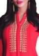 Coral Peach Fancy Kurti With Thread Embroidered Placket Online - Kalki Fashion