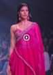Fuschia Rose Crop Top And Dhoti Pants With Embossed Embroidery And Organza Cape Online - Kalki Fashion