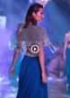 Seaside Blue Crop Top And Palazzo With Embossed Embroidery And Hand Crafted Cape Online - Kalki Fashion