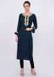 Admiral blue kurti with sequins and moti embroidery only on Kalki