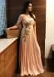 Ankita Bhargava in Kalki dull pink gown with embroidred bodice and fancy cape 