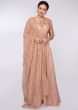 Apricot silk anarkali dress with embroidered bodice 