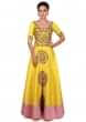 Aspen yellow anarkali suit with front slit embroidered only on Kalki