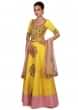 Aspen yellow anarkali suit with front slit embroidered only on Kalki
