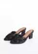 Ava in Black Heeled Mules With 3D Bead Embroidery And Gold Zari Work By Sole House