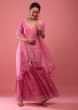 Azalea Pink Lucknowi Sharara Suit In Cotton With Embroidery 