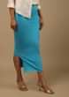 Azure Blue Shapewear Saree Petticoat In Cotton Lycra With Elastic Waistband And Slit