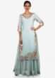 Baby blue palazzo suit embellished in gotta patti and cut dana embroidery work only on Kalki