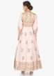 Baby pink anarkali suit adorn in french knot and zardosi work only on Kalki