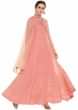 Baby pink anarkali suit in angarkha style  with resham and moti work