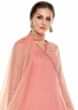 Baby pink anarkali suit in angarkha style  with resham and moti work