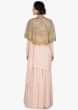 Baby pink anarkali suit with sequin embroidered cape only on Kalki