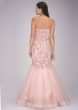 Baby pink embroidered net gown in mermaid cut only on Kalki
