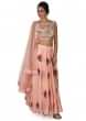 Baby pink lehenga in resham embroidered butti with attached dupatta only on Kalki