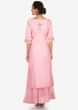 Baby pink palazzo suit embellished in zardosi and french knot embroidery work only on Kalki