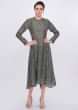 Basil Green Kurti In Cotton Silk With Floral Print Online - Kalki Fashion