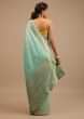 Beach Blue Saree In Dola Silk With Woven Leaf Buttis And Moroccan Weave On The Pallu