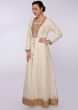 Beige cotton jute tunic dress with an off white long cotton jacket
