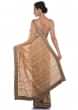 Beige Saree In Net With Lucknowi Embroidery Online - Kalki Fashion