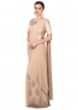 Beige saree gown adorn in pearl and sequin embroidery only on Kalki