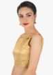 Beige Blouse In Lurex With Double Layer Neckline Online - Kalki Fashion