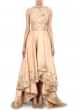 Beige gown enhanced in embroidered bodice only on Kalki