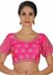 Bright hot pink blouse with kundan and zari embroidered butti only on Kalki