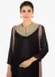 Black cotton kurti paired with a shaded fancy jacke