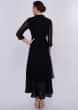 Black Tunic Dress In Georgette With Front Slit Online - Kalki Fashion