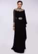 Black georgette tunic dress with side cowl drape only on Kalki