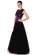 Black gown adorn in sequin and purple resham only on Kalki