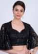 Black Blouse In Hard Net With Flared Circular Sleeves Online - Kalki Fashion