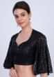 Black Blouse In Hard Net With Flared Circular Sleeves Online - Kalki Fashion