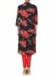 Black Kurti With Red Floral Print Online - Kalki Fashion