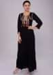 Black long tunic dress with multi color thread embroidery 