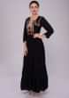 Black long tunic dress with multi color thread embroidery 