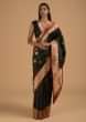 Black Pure Handloom Saree In Silk With Woven Buttis And Red Border